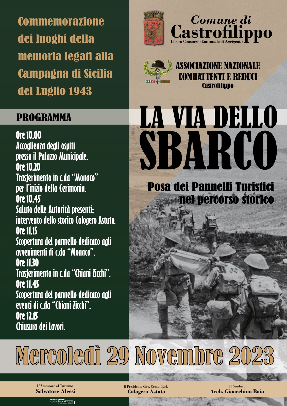 La via dello sbarco - posa dei pannelli turistici nel percorso storico